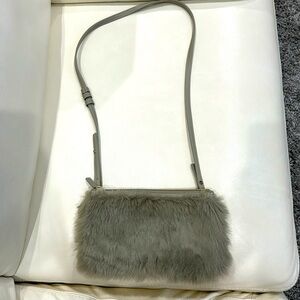 Uniqlo gray faux fur crossbody bag
